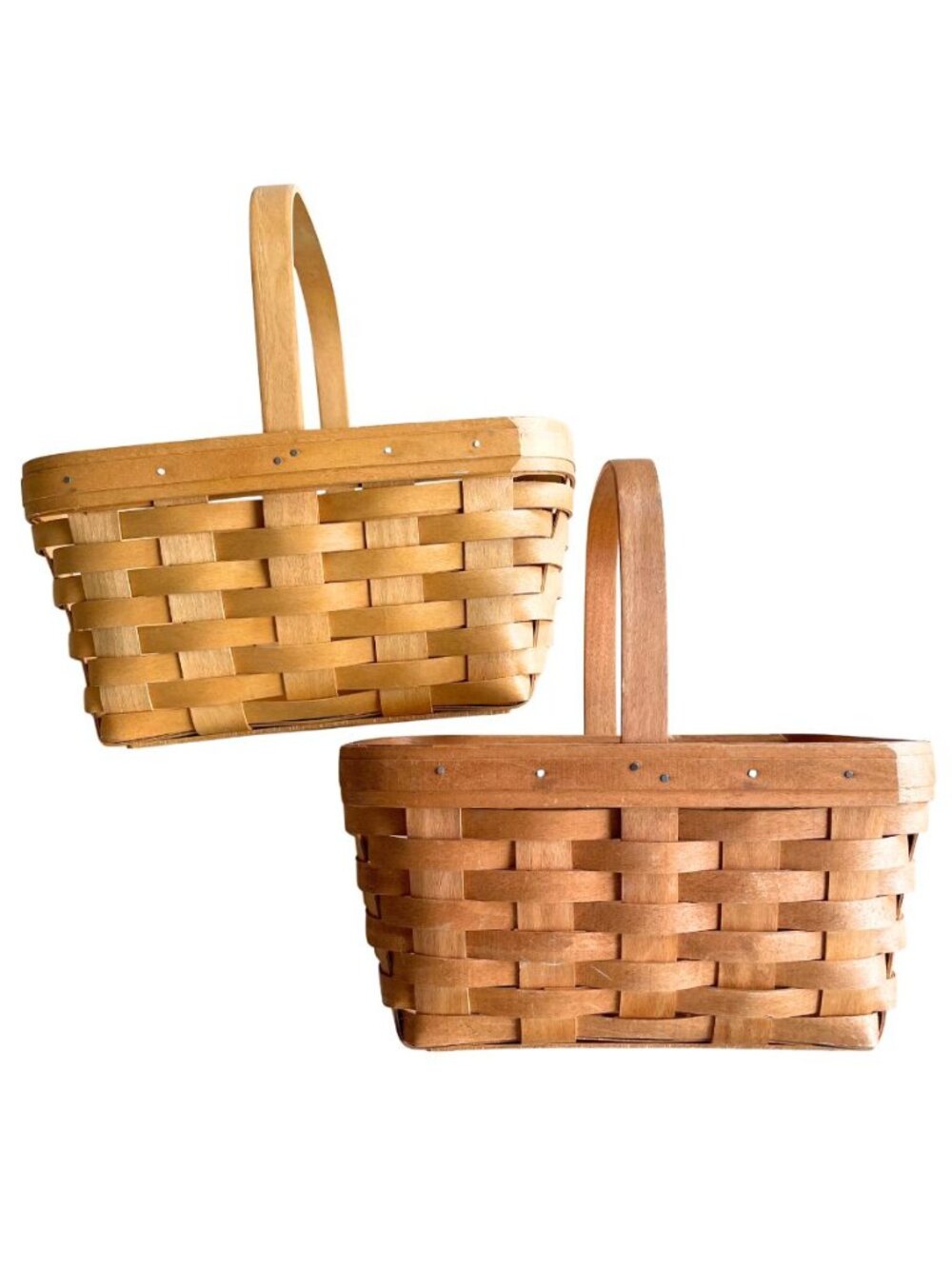 Set of Two Vintage Longaberger Handwoven Wooden Baskets, 1995/1997, Made in USA